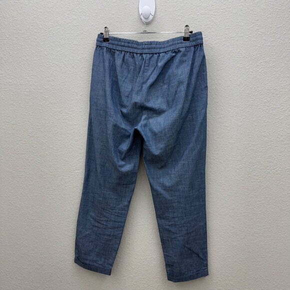 J Crew Factory Chambray Drawstring Cuffed Cotton Pants w Pockets Womens size 8 - Picture 6 of 9